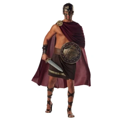 Image of California Costumes 22ACC01023LG Spartan Warrior Greek/Roman Adult Sized Costume, Solid, Brown, Large