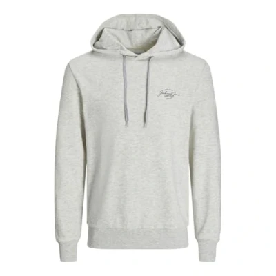 Image of JACK &amp; JONES Men&#039;s Jjferris Sweat Hood Sweatshirt, White Melange/Print:Small, S