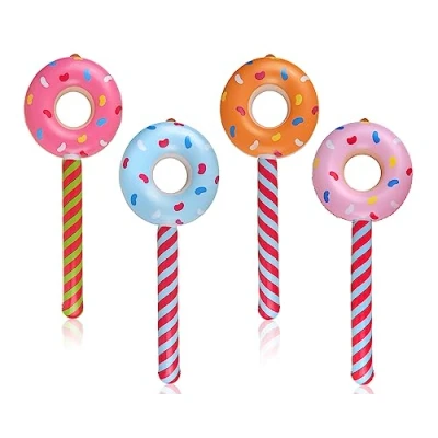 Image of ds. distinctive style Inflatable Candy 33 Inch Donut Lollipops Set of 4 Themed Birthday Decorations Pool Party Prop