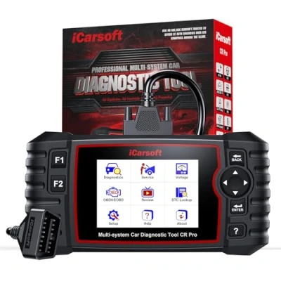 Image of iCarsoft Car Diagnostic Tool OBD2 Scanner CR Pro, All System with 9 Service Functions, Oil/SAS/BMS/EPB/ETC/DPF/TPMS/INJ/ABS Bleeding, Battery Test, Lifetime Update Code Reader