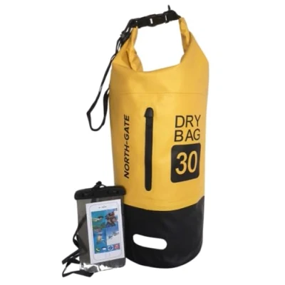 Image of Waterproof Dry Bag 5L 10L 20L 30L Lightweight Large Capacity Sack with Phone Pouch Organizer Storage Bags Long Adjustable Strap Canoe/Fishing/Rafting/Swimming/Snowboarding (30L, Yellow)