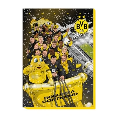 Image of Borussia Dortmund Unisex Adult BVB Comic Advent Calendar 2024, Black/Yellow, 43 x 30 cm