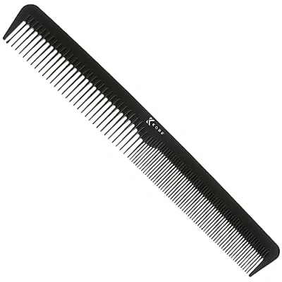 Image of Kobe Professional Carbon Fibre Comb, Compact Coarse Fine 2 Teeth sizes, Shatter Proof, Anti Static, Barbers, salon Hairdresser Hair Care Tools for Men And Women, Super strong 18cm Long ideal or home use.