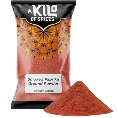 Image of A Kilo of Spices Smoked Paprika Ground Powder 1 Kg 100% Pure &amp; Premium Quality Rich Smoky Flavour Ideal for Seasoning, BBQ, Grilling Cooking Non GMO, Vegan, Gluten Free No Additives
