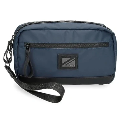Image of Pepe Jeans Hoxton Black and Blue Polyester PU Shoulder Bags Toiletry Bag Various Sizes, blue, standard size, Handbag