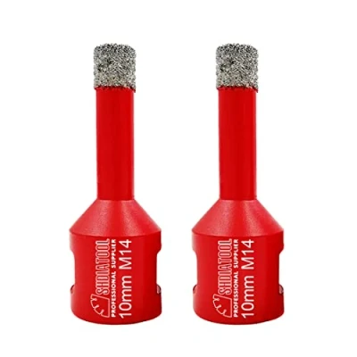 Image of SHDIATOOL Dry Diamond Drill Core Bit 2pk Diameter 10mm Vacuum Brazed Drilling Porcelain Tile Granite Marble
