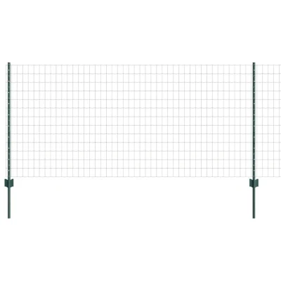 Image of vidaXL Euro Fence with 11 U Posts Green 1x25 m Steel