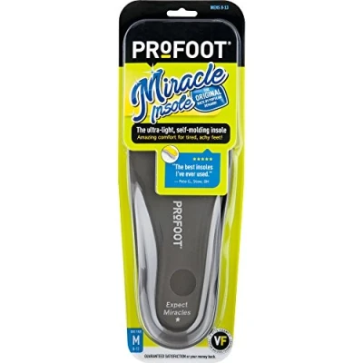 Image of PROFOOT Original Miracle Insole, Men&#039;s 8 13, 1 Pair, Memory Foam Insoles for All Day Comfort, Arch Support, Heel Stabilization and Shock Absorbing Shoe Inserts