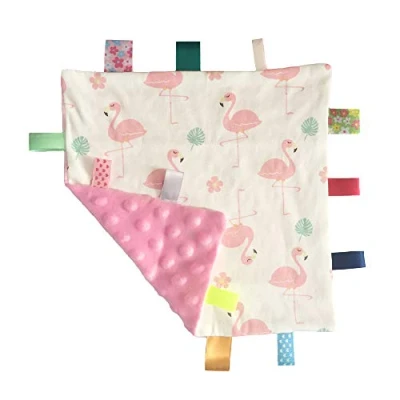 Image of G Tree Pink Baby Tag Comforter Taggy Blanket Security Toddler Plush Pale Textured Underside