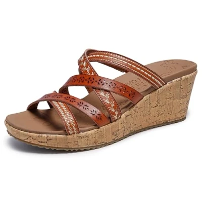 Image of Skechers BEVERLEE TIGER POSSE, Women&#039;s Wedge Sandal, Bown(LUG), 6 UK (39 EU)