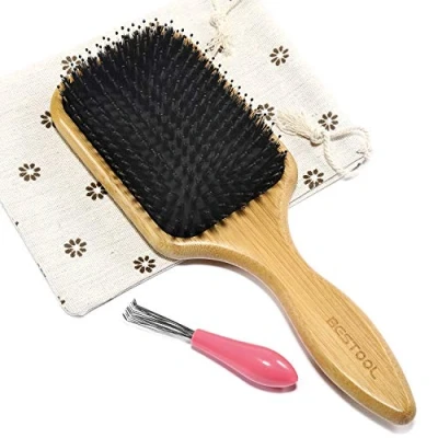 Image of BESTOOL Hair Brush, Boar Bristle Brushes for Women men Kid, &amp; Nylon Brush Wet/Dry Smoothing Massaging Detangling, Everyday Enhance Shine Health (Square)