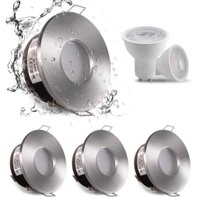 Image of 4xSweier LED IP65 Waterproof Recessed Spotlight with GU10 Base for Bathroom and Kitchen Spotlight, 5W Warm White 3000K 450LM Ceiling Downlight, Not Dimmable