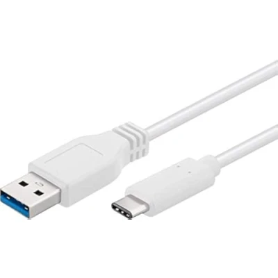 Image of Premium Cord ku31ca1w USB C to 3.0 Connection Cable 1 m up 5 Gbit/s 3.0/3.1 SuperSpeed Data 3.1 Type Male A 3x Shielded Colour White Length
