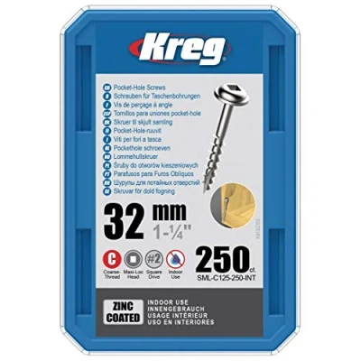 Image of Kreg 763546 Zinc Pocket Hole Screws Washer Head Coarse No.8 x 1 1/4&quot; 250pk
