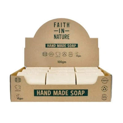 Image of Faith In Nature Natural Coconut Hand Soap Bar Box Set, Hydrating, Vegan &amp; Cruelty Free, No SLS or Parabens, 18 x 100g