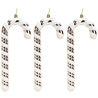 Image of Christmas Concepts® Pack of 3250mm Extra Large Candy Cane Baubles Shiny &amp; Glitter Decorated Decorations (Rose Gold)