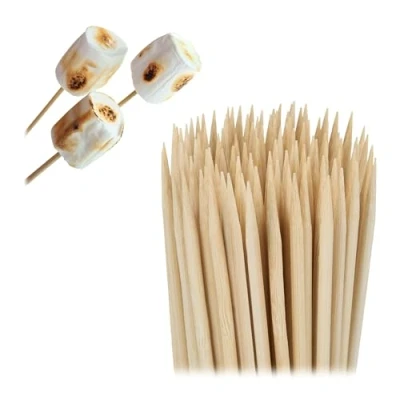 Image of Relaxdays Bamboo Skewers, Set of 500, Barbecue and Fondues, 40cm Long, Grilling Meat, Vegetables, Marshmallows, Natural, 40 x 0.4 cm