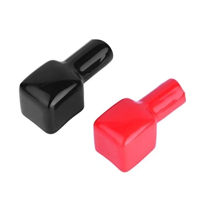 Image of Keenso Marine Battery Terminal Cover, 2 Pcs Insulating Boot with Covers Flexible and Soft Red &amp; Black Positive Negative 192681 192682 Auto