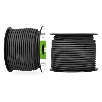 Image of Abma Cord Bungee 5mm 30M Elastic Shock 100% Stretch Rope for Tarpaulin, Trailer, Backpack, Tent Pole, Kayak Black