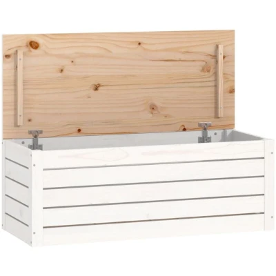 Image of vidaXL Storage Box White 89x36.5x33 cm Solid Wood Pine