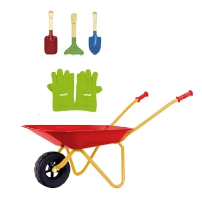 Image of Theo Klein 7669 Children&#039;s Wheelbarrow With Accessories Made of Metal, Can Carry Up to 10 Kilos Incl. Sturdy Play Garden Tools Toy for Children aged 3 Years and over