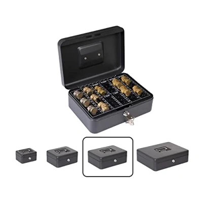 Image of Arregui Elegant C9634 EUR Steel Flow Box with Coin Counter Tray, 25 cm Wide, Box, Black