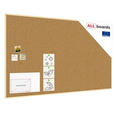 Image of ALLboards Cork Board with Wooden Frame 200x120cm, Corkboard Bulletin Notice