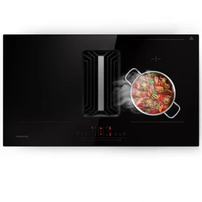 Image of Klarstein 2 in 1 with Integrated Extractor Hood 90cm, Induction hob for Kitchen Island, 4 Burner Built Hood, 750 m3/h air Flow, Touch Display, Efficiency A