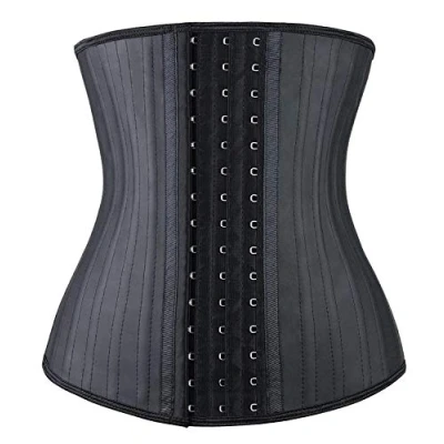 Image of YIANNA Waist Trainer Women Latex 25 Steel Boned Corset Tummy Control Body Shaper Cincher Shapewear For Sport Girdle Black XS 1210