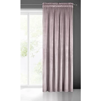 Image of Eurofirany PIERRE Soft Plain Opaque Velvet Curtain with Rufflette Tape For Rail 1 Unit, Fluffy Panel Drape Classic Glamour Elegant Living Room, Bedroom, 215 g/m2, W55 x L118, Altrosa