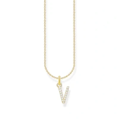 Image of THOMAS SABO Letter V Necklace 925 Sterling Silver with Zirconia KE2261 051 14