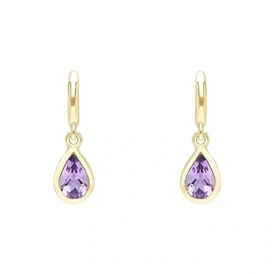 Image of Ivy Gems 9ct Yellow Gold Half Hoop Amethyst Drop Earrings