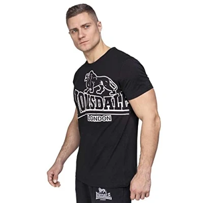 Image of Lonsdale Men T Shirt Langsett, Size:5XL, Color:Black