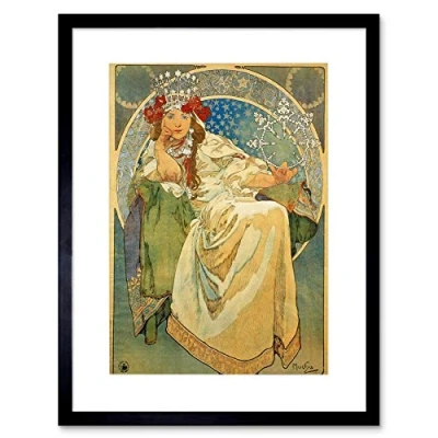 Image of Wee Blue Coo Alphonse Mucha Princess Hyacinth 1911 Old Master Framed Wall Art Print