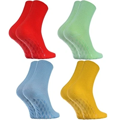 Image of Rainbow Socks Women Men Cotton Diabetic Elastic Loose Non Slip 4 Pairs Red Green Yellow Blue Size EU 36 38 / UK 6 US 5.5 7