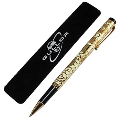 Image of Gullor Advanced Rollerball Pen Jinhao 5000 Apricot and Gold Dragon Year with Gift Box