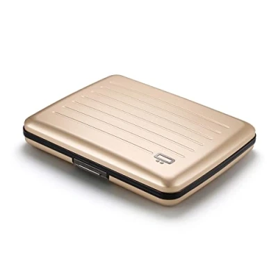 Image of ÖGON Aluminium Wallet Smart case V2 Large Version Hidden Compartment for Coins and banknotes RFID Blocking Card Holder Up to 10 Cards, Receipts Tickets Rose Gold