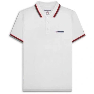 Image of Lambretta Mens Short Sleeve Polo Shirt (UK, Alpha, 4XL, Regular, White/Red/Navy/Grey)