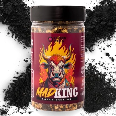 Image of Mad King Steak Rub Classic Blend of Spices Crafted for Remarkable Beef Steaks Meat Seasoning &amp; Spice Dry Large Jar 200 G