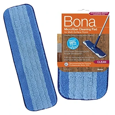 Image of Bona CA101020 Microfibre Cleaning Mop Pad 1 Pack, Blue, Count (Pack of 1)