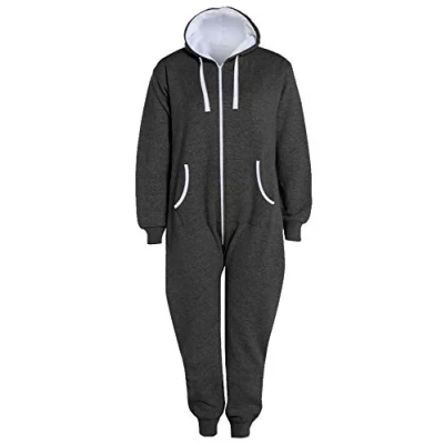 Image of Likes Style New Plain All in One Hooded Jumpsuit Unisex Onesie (Charcoal 5X Large)