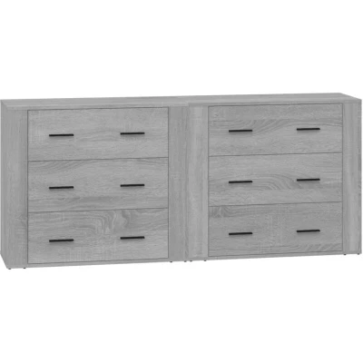 Image of vidaXL Sideboards 2 pcs Grey Sonoma Engineered Wood