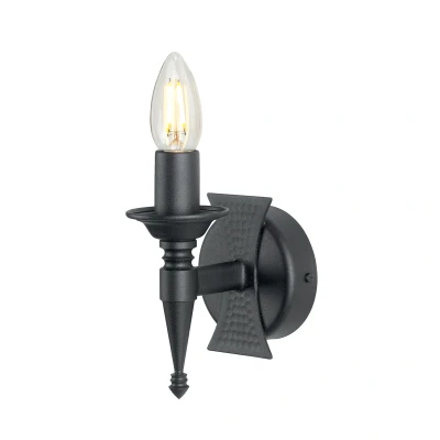 Image of Saxon 1 Light Indoor Candle Wall Black, E14