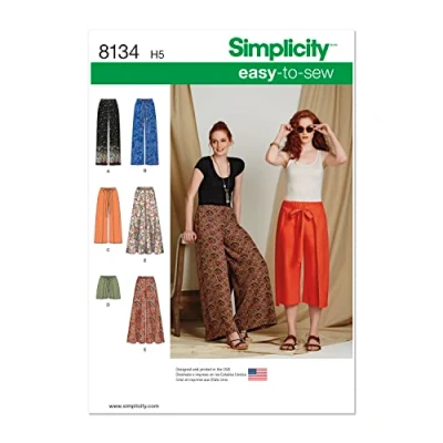 Image of Simplicity Pattern 8134 Misses&#039; Easy to Sew Trousers and Shorts, Paper, White, Carpet Uni Dark Beige Size:80x150 cm
