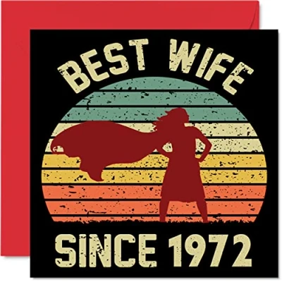 Image of 52nd Anniversary Card for Wife from Husband Best Since 1972 I Love You Gifts, Happy Wedding Cards Partner, 145mm x Greeting Fifty Second Anniversaries