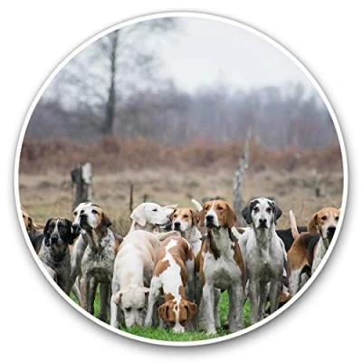 Image of Vinyl Stickers (Set of 2) 10cm Pack Hunting Hounds Dog Decals for Laptops,Tablets,Luggage,Scrap Booking,Fridges, 3362
