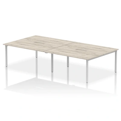 Image of Evolve Plus 1600mm B2B 4 Person Desk Grey Oak Top Silver Frame