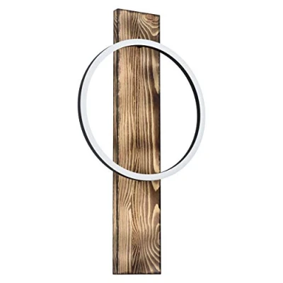 Image of EGLO LED wall lamp Boyal, 1 light vintage, rustic, modern, indoor spotlight made of steel, wood and plastic, living room lamp, hallway in black, brown, white