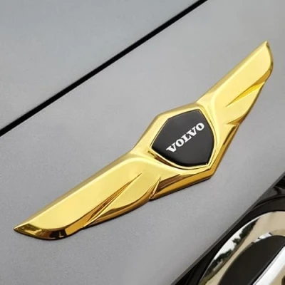 Image of VALBEL Emblem Badge Decal Logo for Volvo S60 S80 S90 XC40 XC60 V60 V90, Car Sticker Letters Sign Logo, Automobiles Logo,B Gold