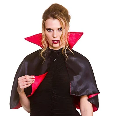 Image of Wicked Costumes Adult Unisex Deluxe Mini 14&quot; Vampire Cape with attached Collar (One Size) Halloween Fancy Dress Accessory
